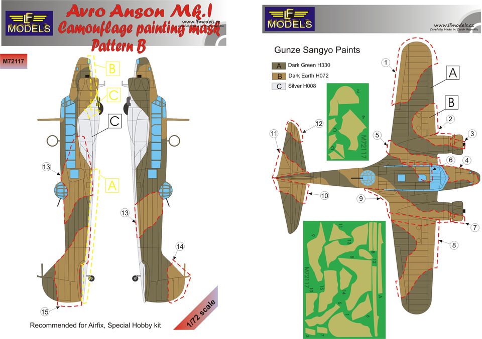 1/72 Mask Avro Anson Mk.I Camo painting Pattern B