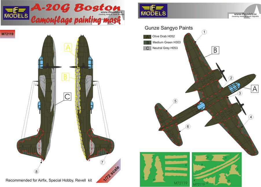 1/72 Mask A-20G Boston Camouflage painting