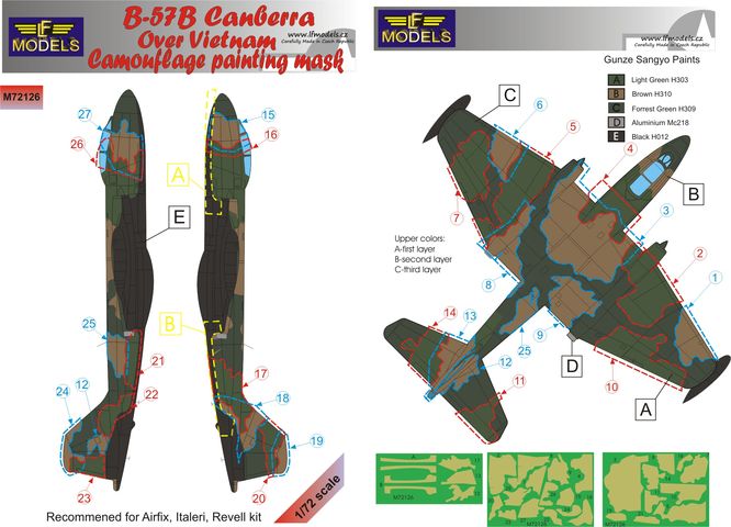 1/72 Mask B-57B Canberra over Vietnam Camouflage