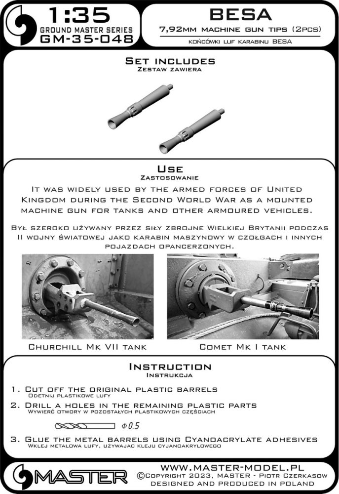 1/35 Besa 7,92mm MG tips (2 pcs.)