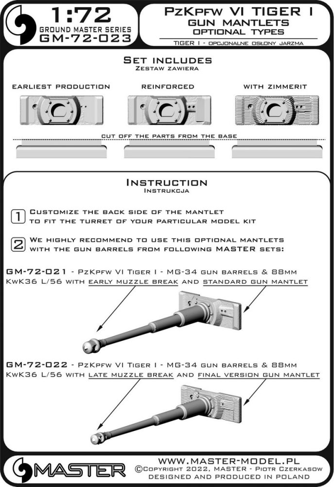 1/72 PzKpfw VI Tiger I Gun mantlets (3 opt. types)