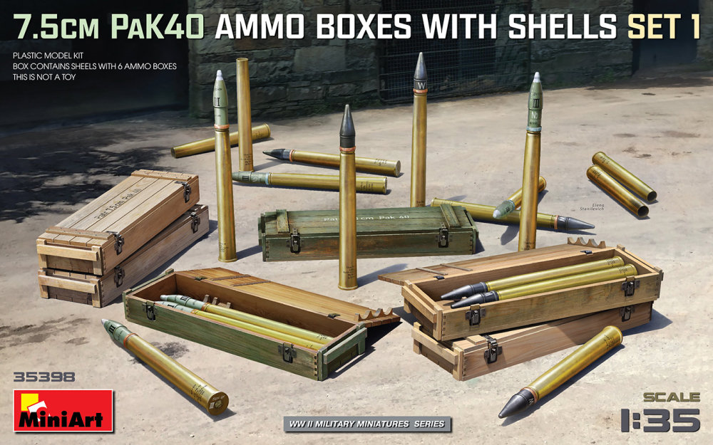 1/35 7.5cm PaK40 Ammo Boxes w/Shells Set 1