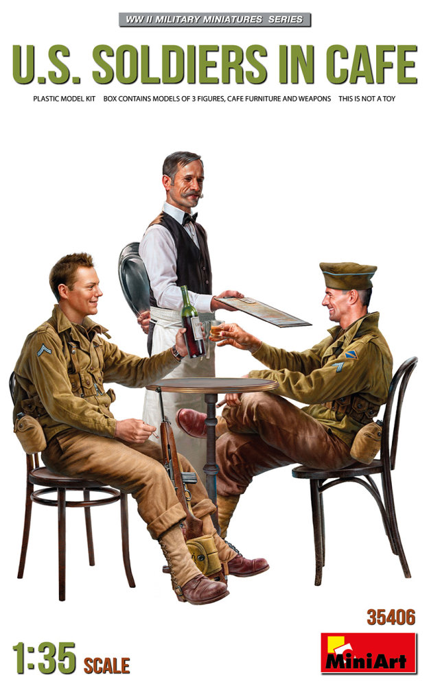 1/35 U.S. Soldiers in Cafe (3 fig. & furniture)
