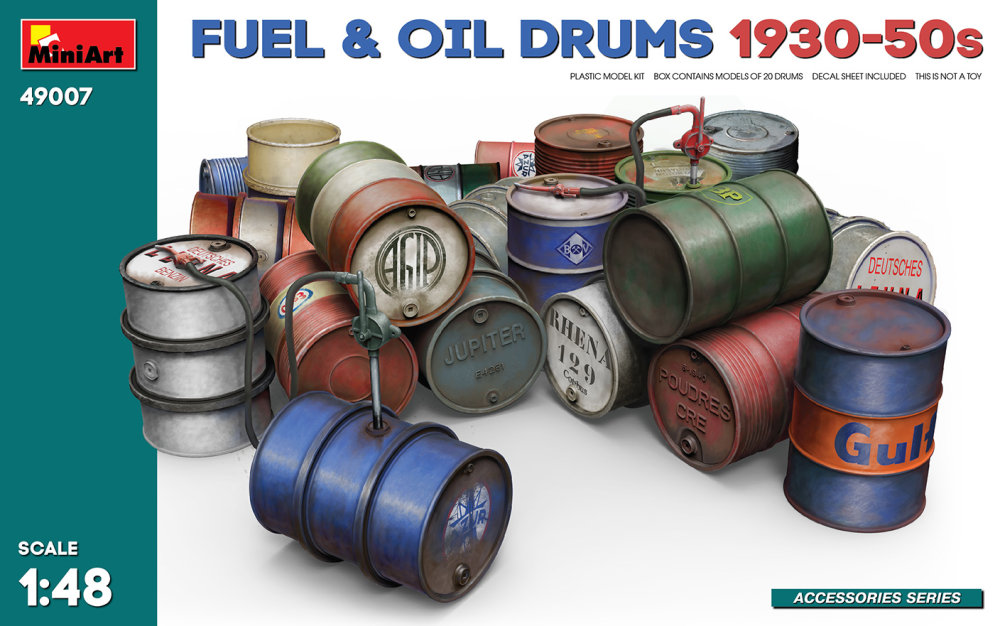 1/48 Fuel & Oil drums 1930-50s (20 pcs.,w/ decals)