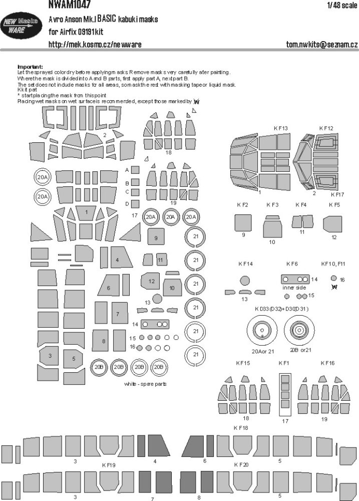 1/48 Mask Avro Anson Mk.I BASIC (AIRFIX)