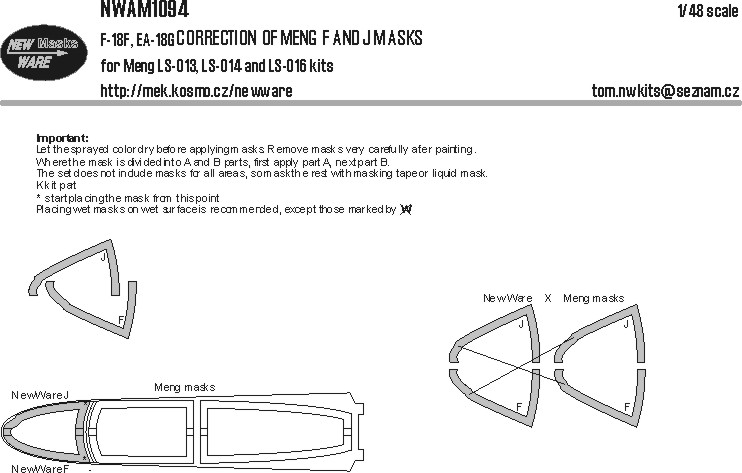 1/48 Mask SF-18F, EA-18G CORRECTION of F & J masks