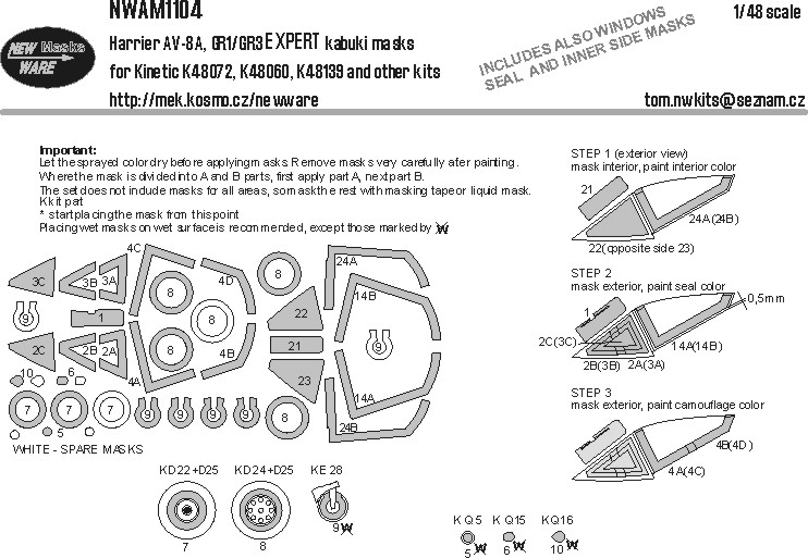 1/48 Mask Harrier AV-8A, GR1/GR3 EXPERT (KIN)