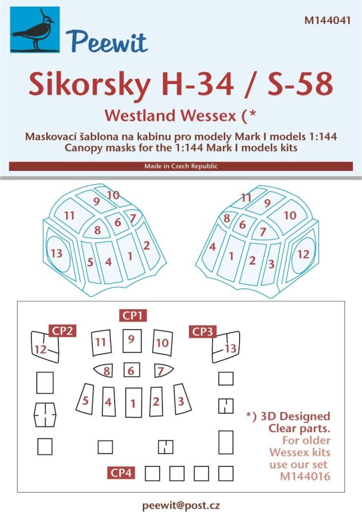 1/144 Canopy mask Sikorsky H-34 / S-58 (MARK I)
