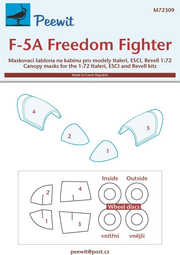 1/72 Canopy mask F-5A Freedom Fighter (ITA/REV)