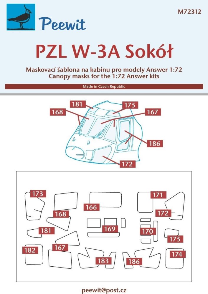1/72 Canopy mask PZL W-3A Sokol (ANSWER)