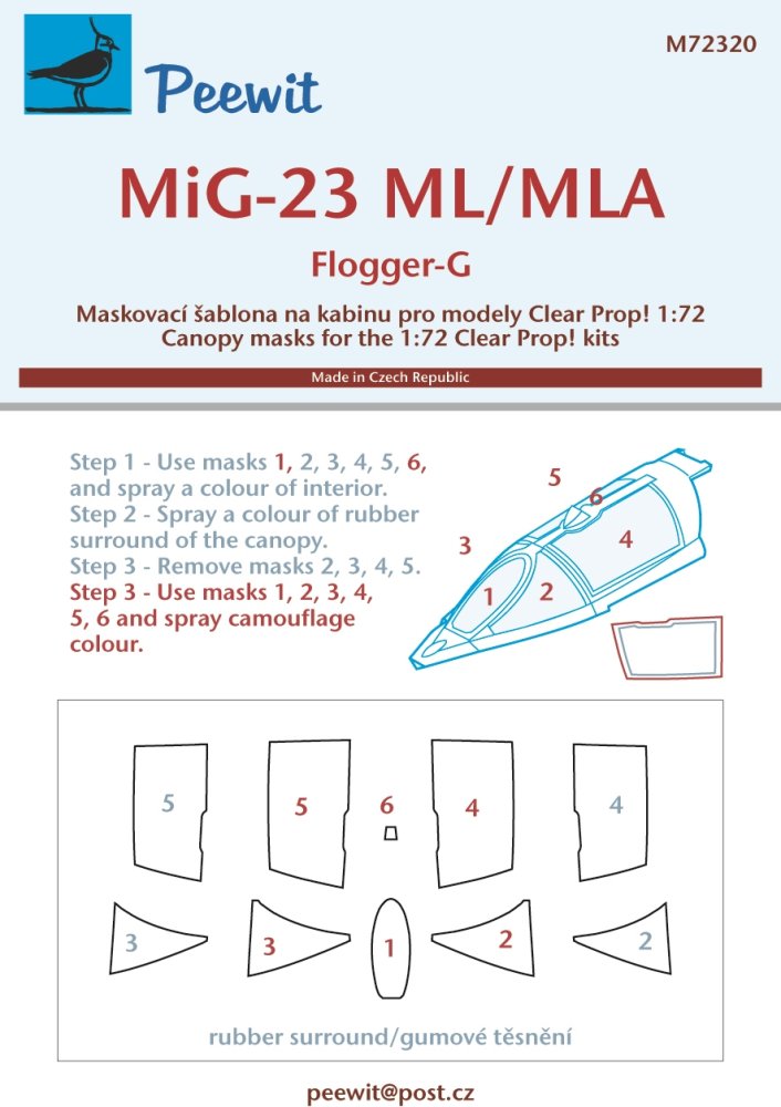 1/72 Canopy mask MiG-23 ML/MLA Flogger-G (CL.PROP)