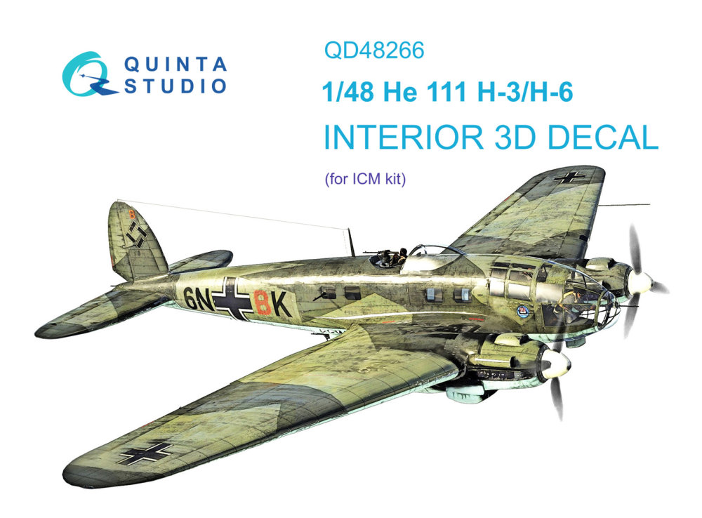 1/48 He 111H-3/H-6 3D-Printed & col.Interior (ICM)