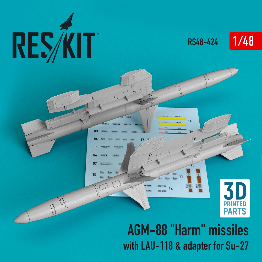 1/48 AGM-88 'Harm' missiles w/LAU-118 & adapter