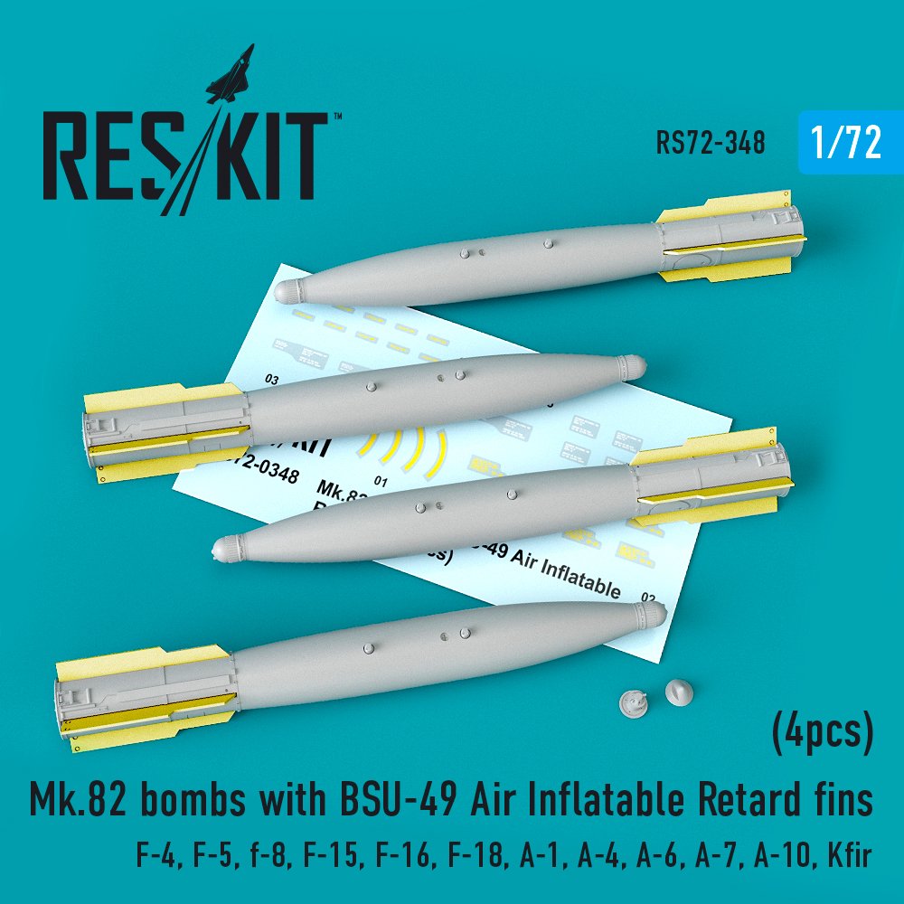 1/72 Mk.82 bombs w/ BSU-49 Air Inflat.Retard fins