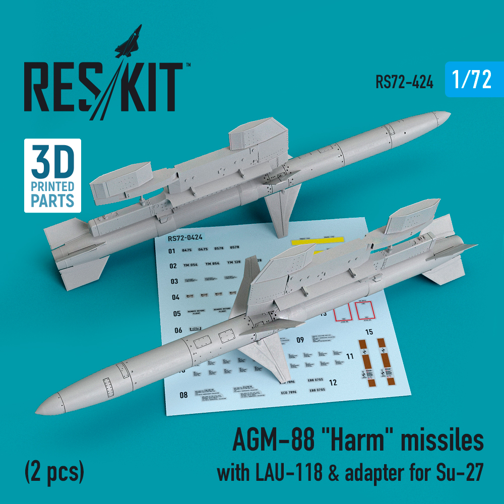 1/72 AGM-88 'Harm' missiles w/LAU-118 & adapter