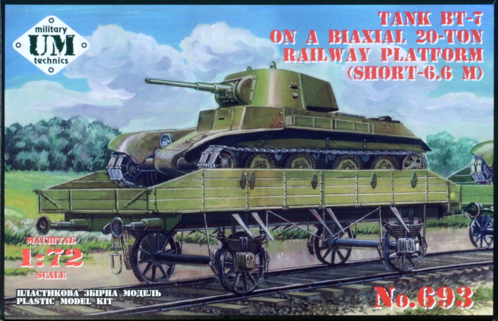 1/72 Tank BT-7 on a biaxial 20t Railway Platform