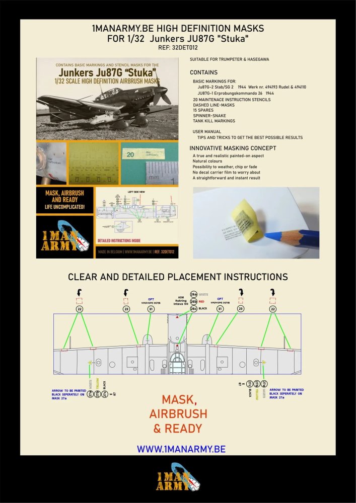 1/32 Ju 87G Stuka Airbrush paint mask 