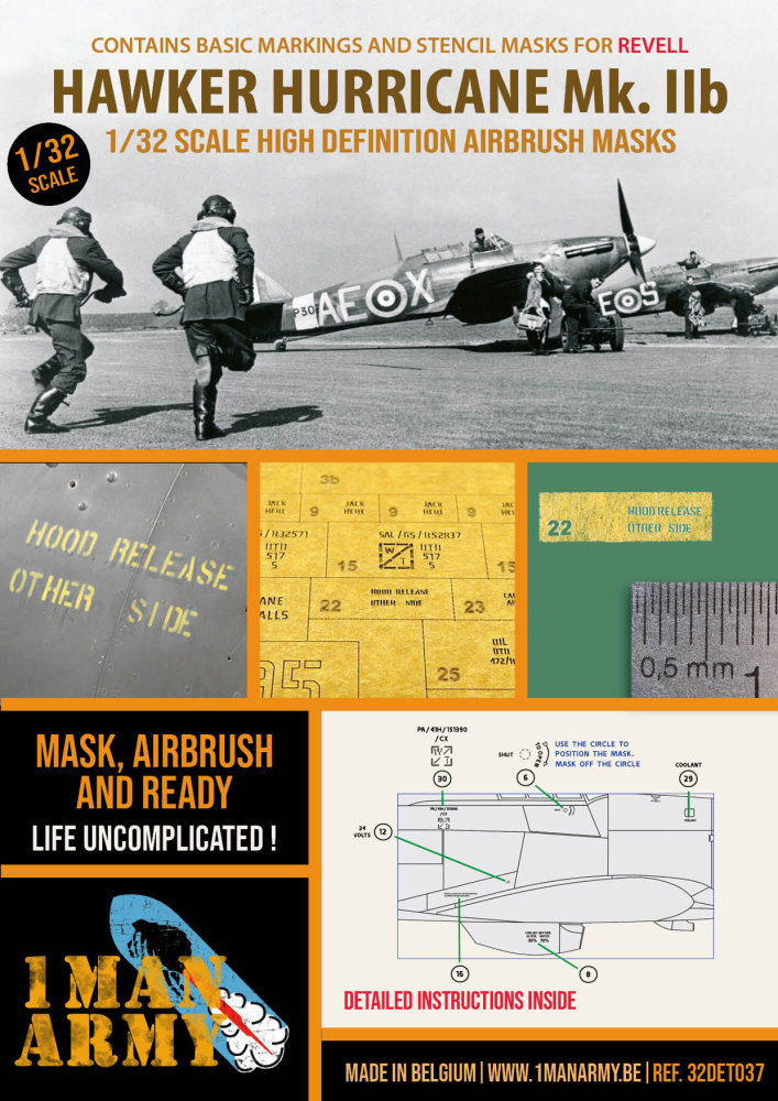 1/32 Hawker Hurricane Mk IIb Airbrush paint mask 