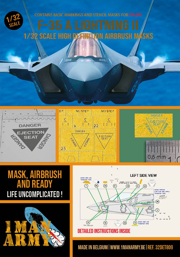 1/32 Lockheed F-35 A Lightning II Airbrush mask