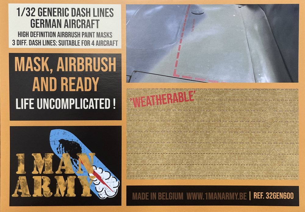 1/32 German Aircraft DASHED LINES Airbrush mask 