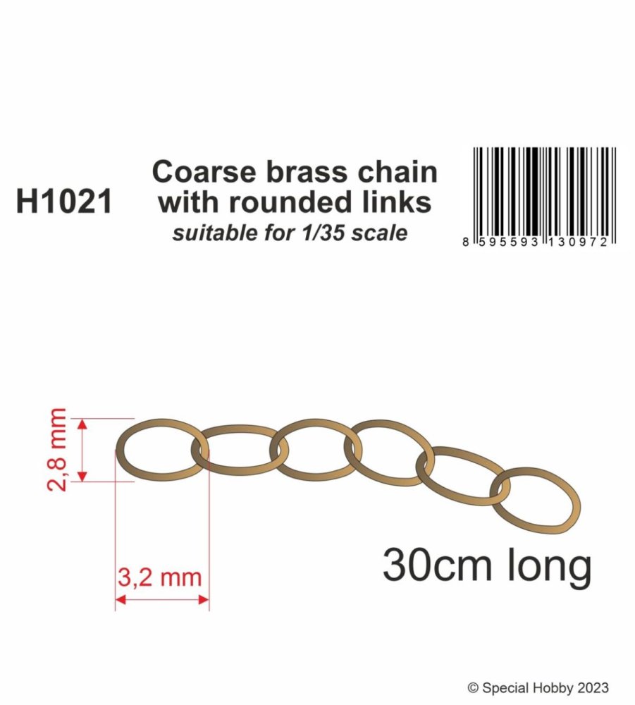 Coarse brass chain w/ rounded links - 1/35 (30 cm)