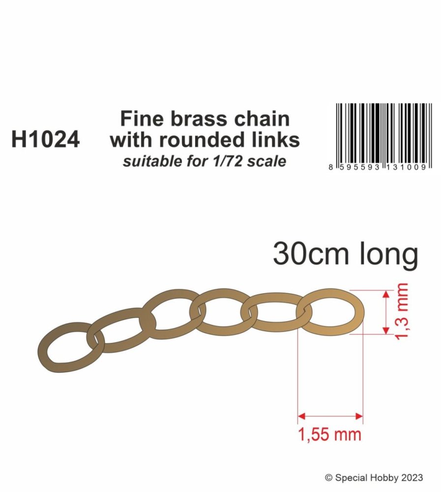 Fine brass chain w/ rounded links - 1/72 (30 cm)