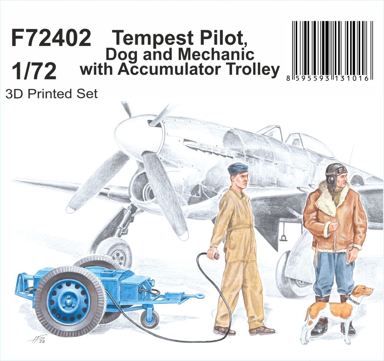 1/72 Tempest Pilot, Dog&Mechanic w/ Accum.Trolley