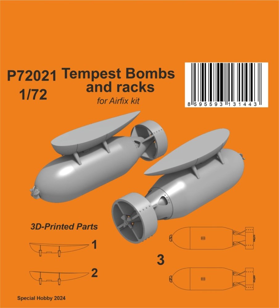 1/72 Tempest  Bombs 1000 Lb & racks (3D-Printed)