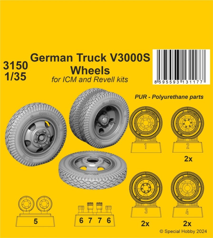 1/35 German Truck V3000S Wheels (ICM/REV)