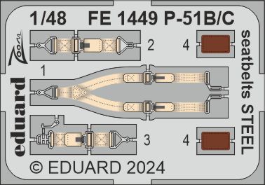 1/48 P-51B/C seatbelts STEEL (EDU)