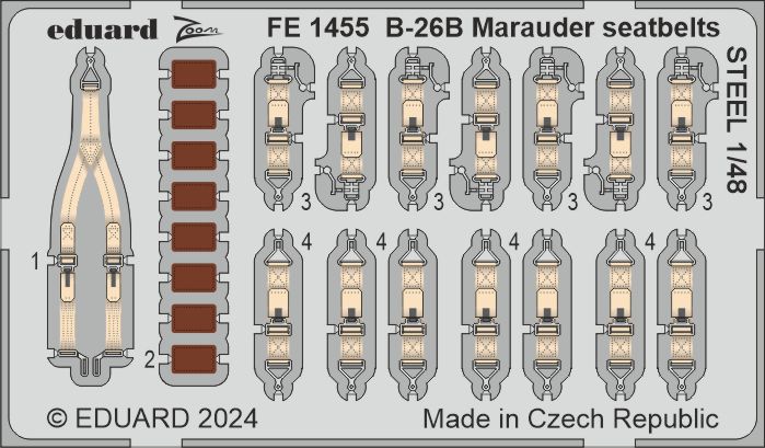 1/48 B-26B Marauder seatbelts STEEL (ICM)