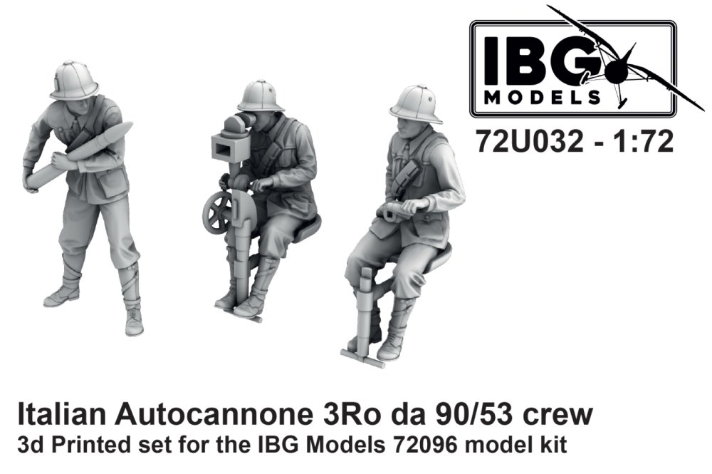 1/72 Italian Autocannone 3Ro da 90/53 crew (3 fig)