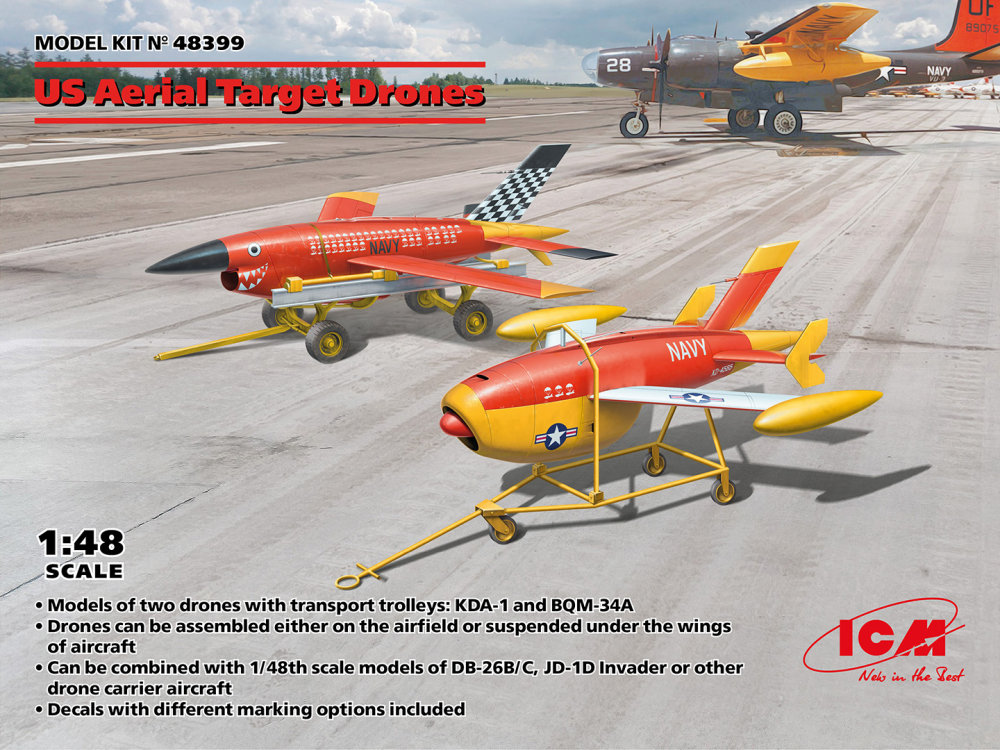 1/48 US Aerial Target Drones w/ trolleys (2 pcs.)