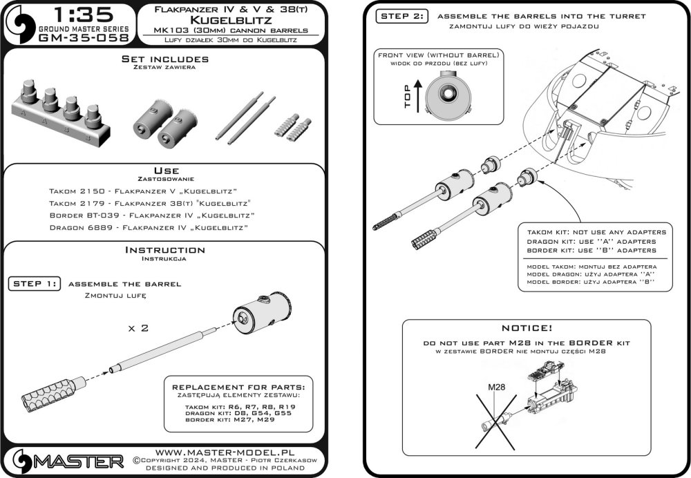 1/35 Flakpanzer IV,V,38(t) - MK103 cannon barrels