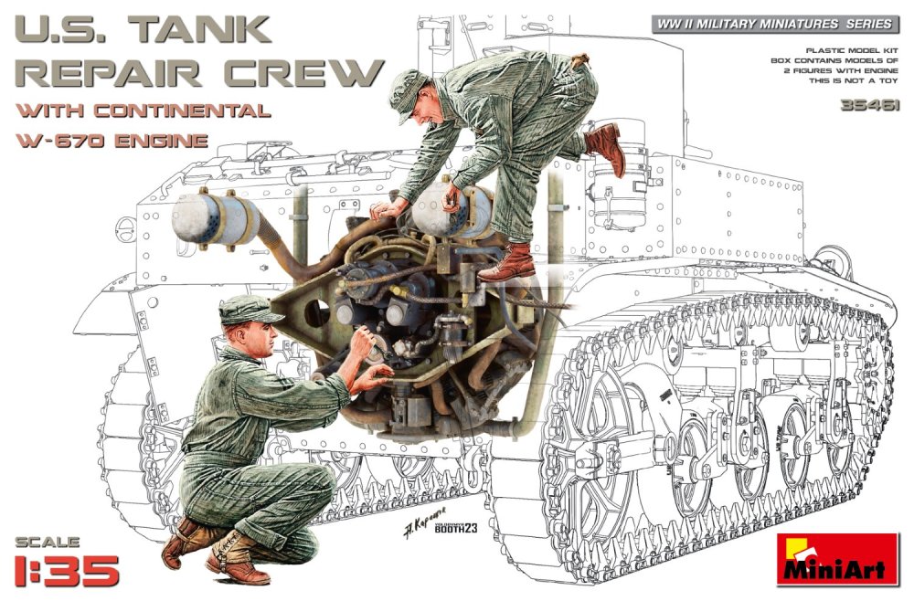 1/35 US Tank Repair Crew w/ Continental W-670 Eng.