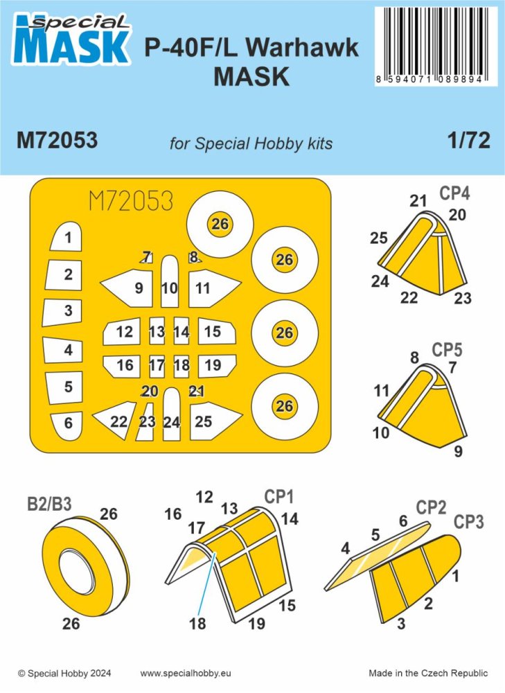1/72 Mask for P-40F/L Warhawk (SP.HOBBY)