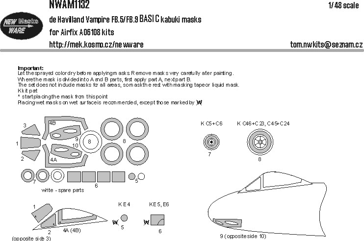 1/48 Mask DH Vampire FB.5/FB.9 BASIC (AIRFIX)