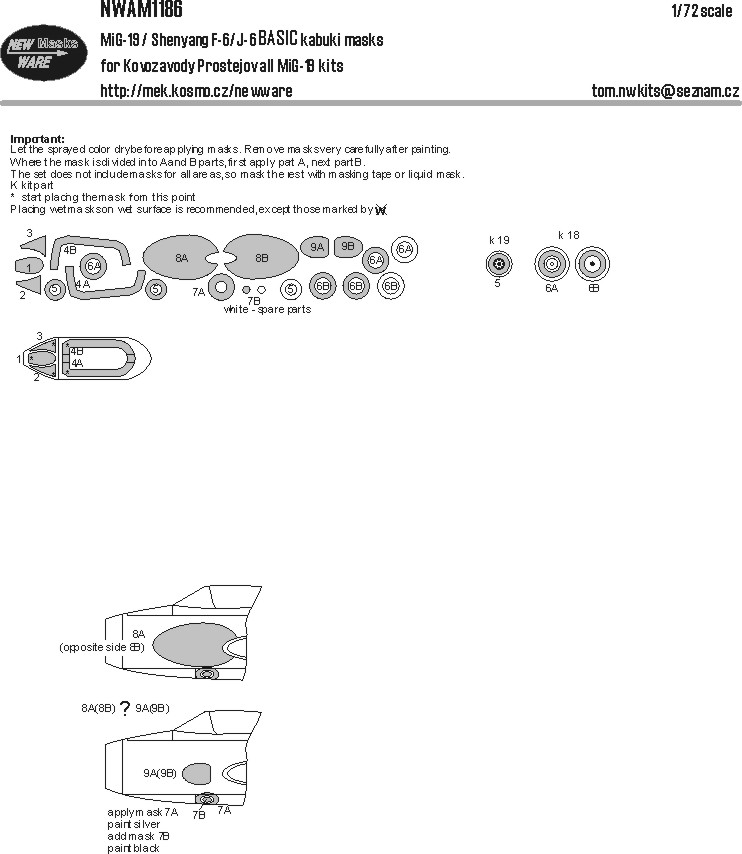 1/72 Mask MiG-19/Shenyang F-6/J-6 BASIC (KP)