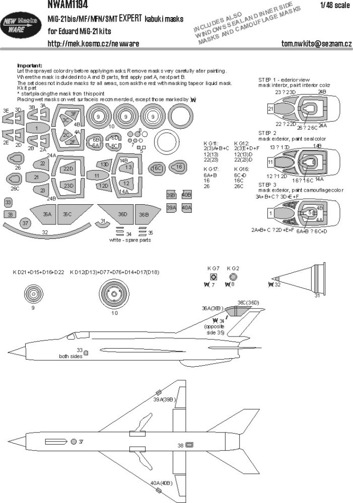 1/48 Mask MiG-21 bis/MF/MFN/SMT EXPERT (EDU)