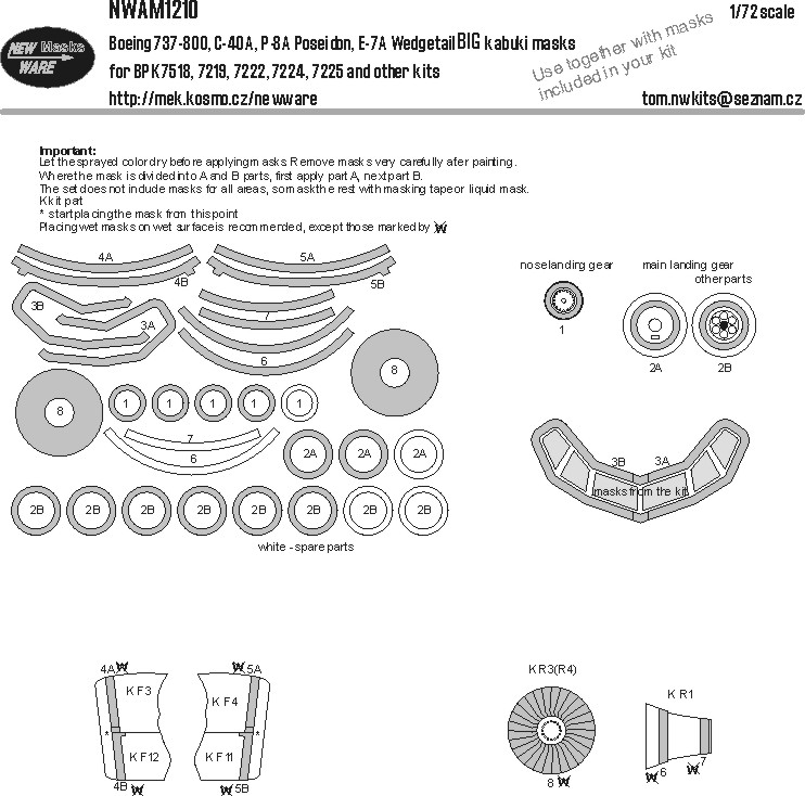 1/72 Mask B737-800, C-40A, P-8A, E-7A BIG (BPK)