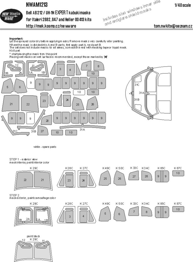 1/48 Mask Bell AB-212 / UH-1N EXPERT (ITAL/HELL)