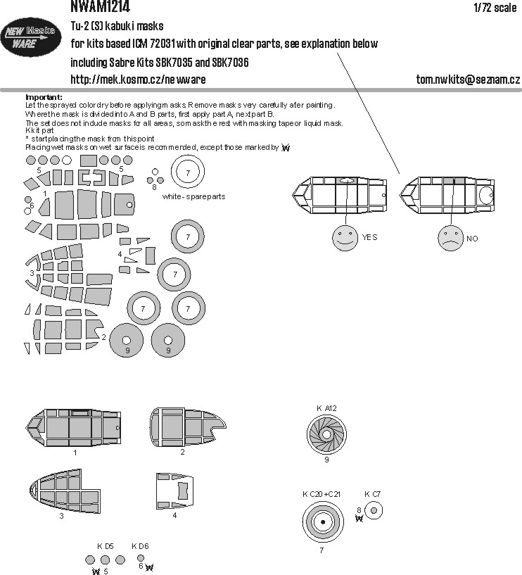 1/72 Mask Tu-2(S) (ICM 72031 / SBK 7035-36)