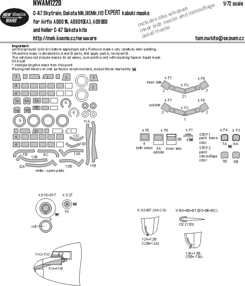 1/72 Mask C-47 Skytrain, Dakota Mk.III/IV EXPERT