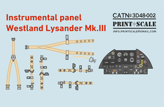1/48 Instrum.panel Westland Lysander Mk.III (3D)