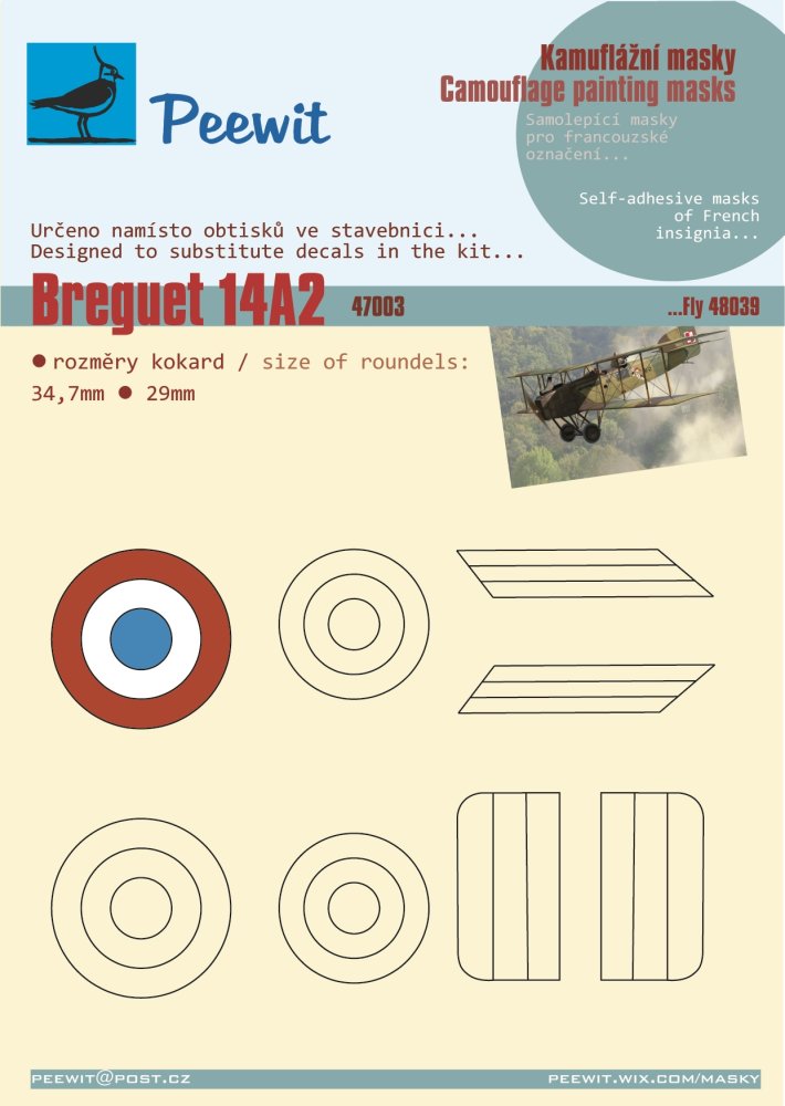 1/48 Camouflage mask Breguet 14A2 FR (FLY)