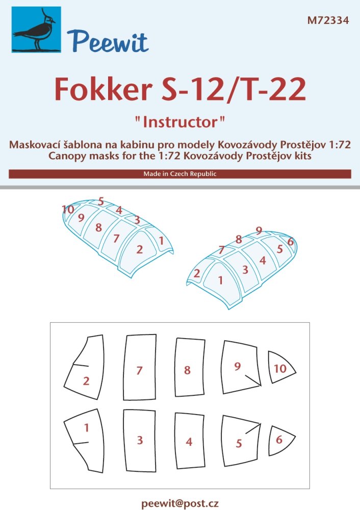 1/72 Canopy mask Fokker S-12/T-22 Instructor (KP)