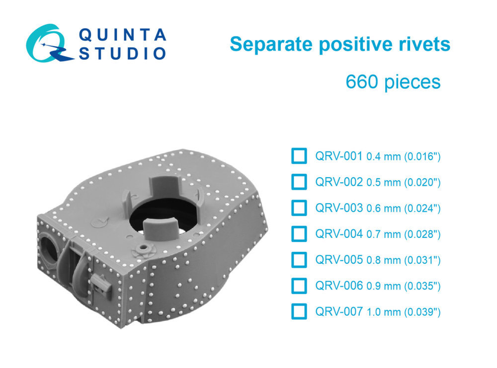 Separate positive rivets, 0.9mm (0.035