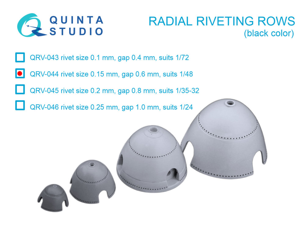 1/48 Radial rivet.rows (0.15 mm, gap 0.6 mm) BLACK