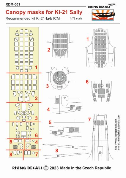 1/72 Canopy masks for Ki-21 Sally (ICM)