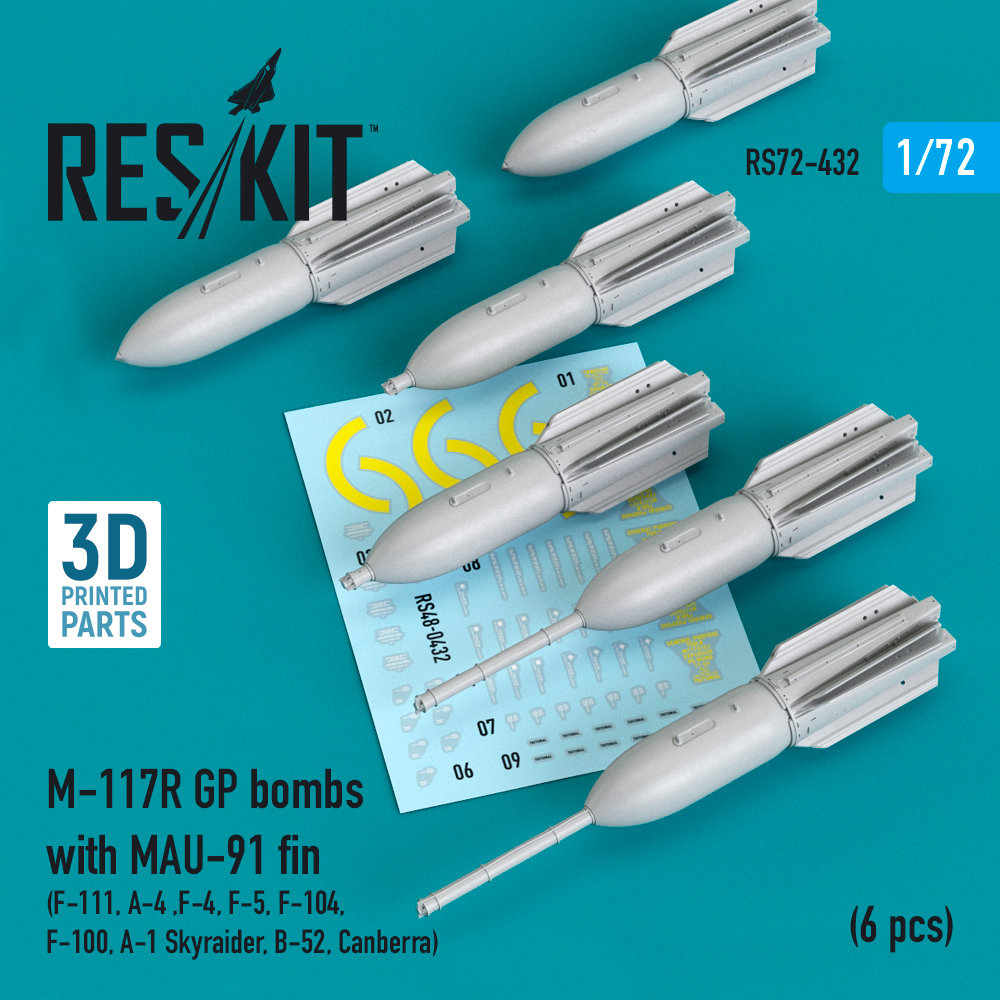 1/72 M-117R GP bombs w/ MAU-91 fin (6 pcs.)